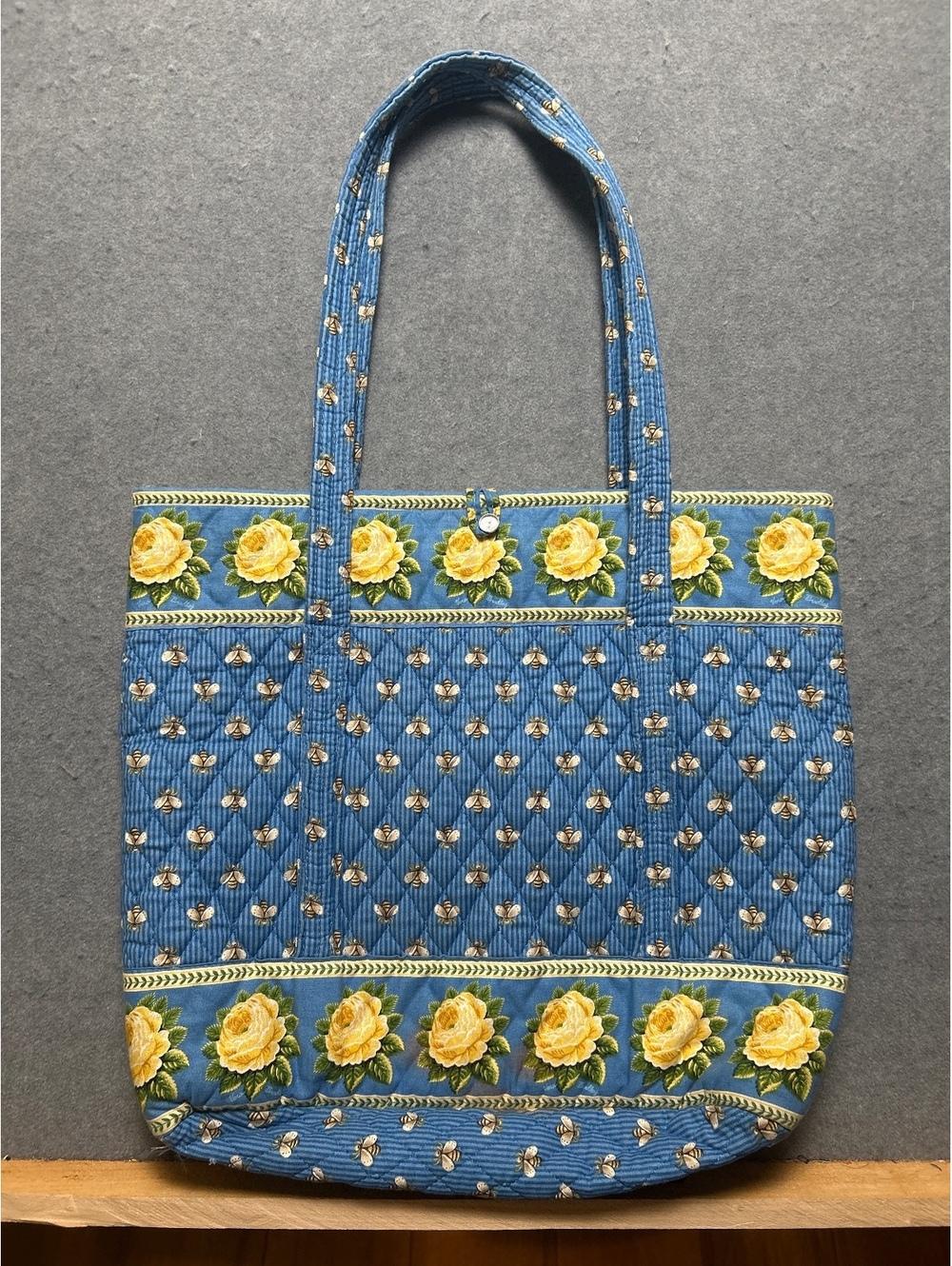 Vera Bradley Quilted Floral Patterned Tote Bag Bees with Yellow Roses